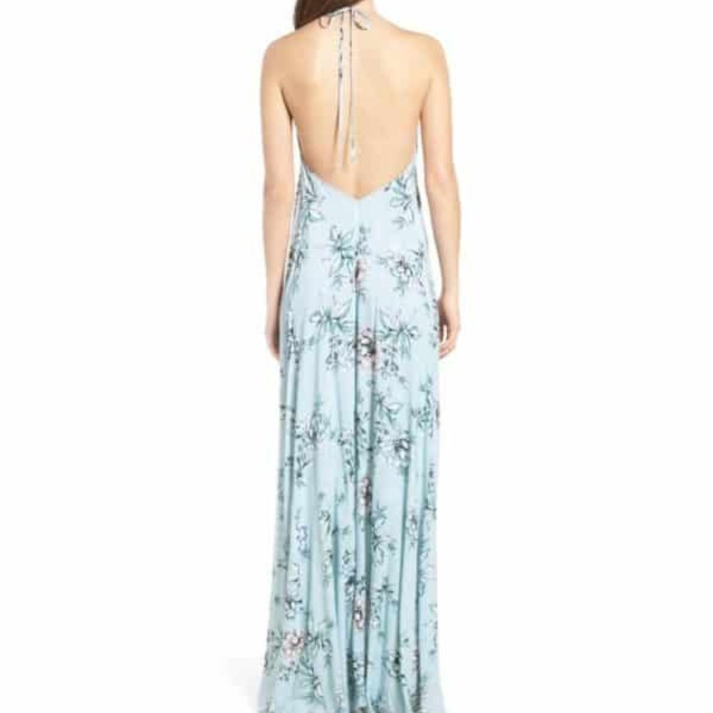 Show Me Your Mumu Logan Floral Lace Up Maxi Dress Wildflower Blue S NWT - Picture 4 of 10